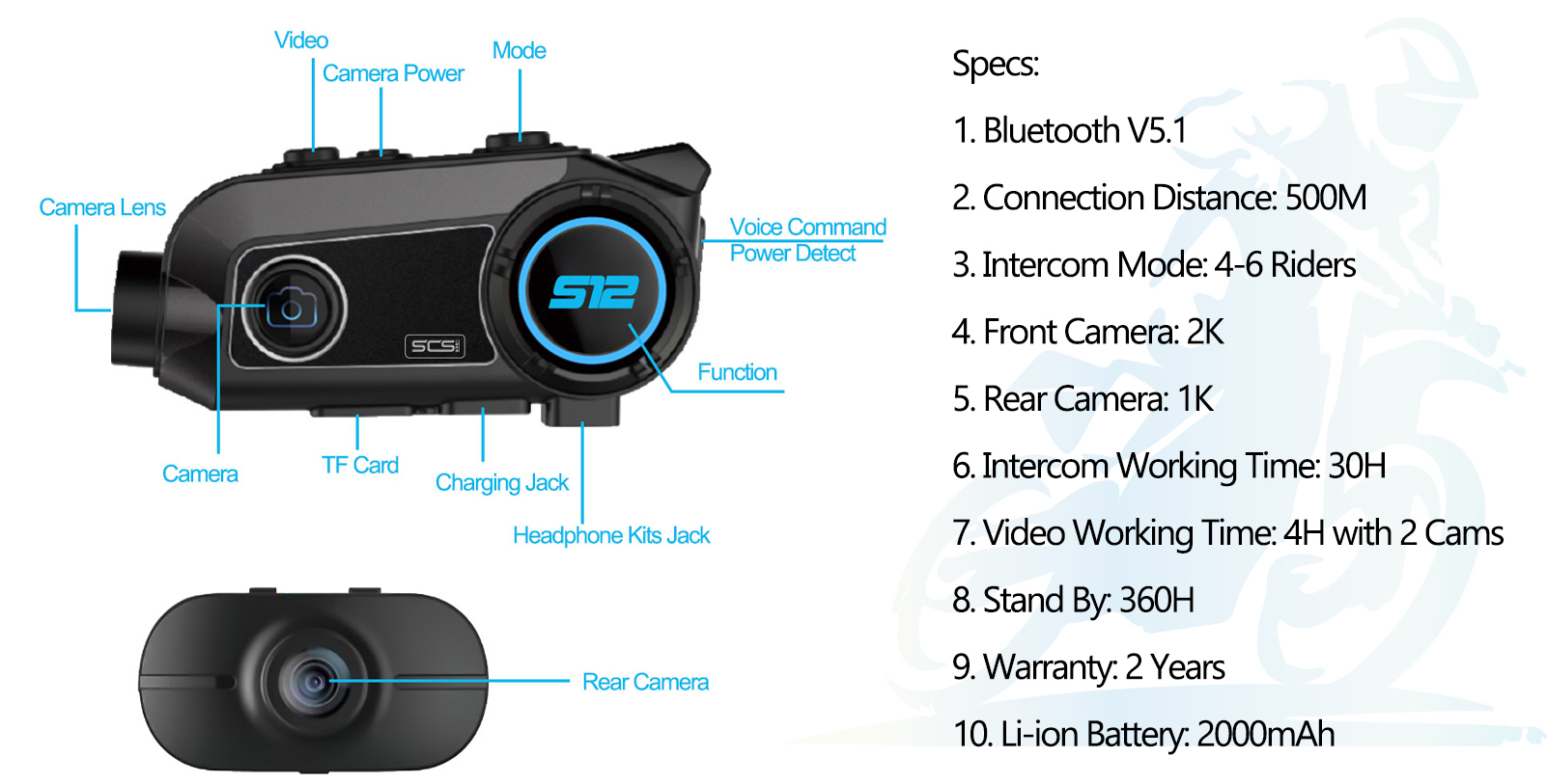 s-12 motorcycle bluetooth intercom and headset