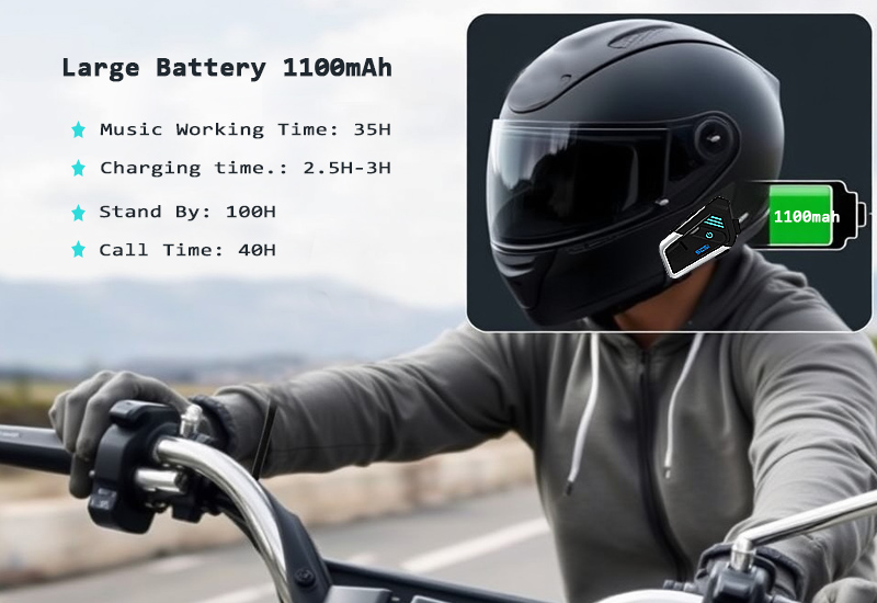 s9x motorcycle intercom with 1100mAh battery